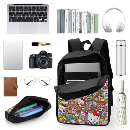 School Bag Printed Book Bag School Bags Boys 17 Inch Pencil Case School Backpack Lunch Bag Hello Kitty Sanrio