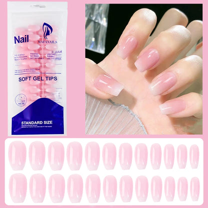 120Pcs French Nude Pink Almond Press-On Nails Full Cover Wearable Short Almond French Acrylic Nail Tips DIY Nail Extension Tips