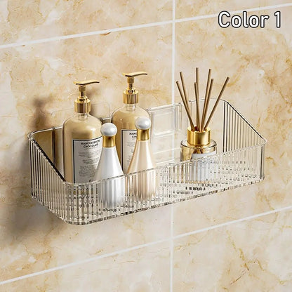 1Pcs Toilet Accessories Bathroom Shelves Corner Wall Mounted Kitchen Storage Holder Plastic No Hole Required