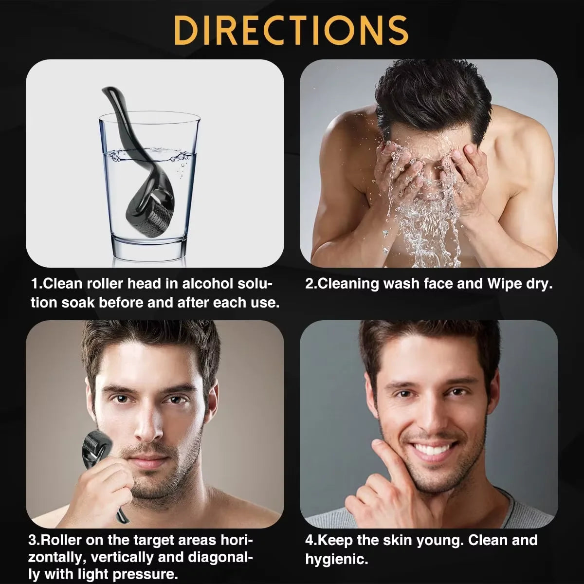 0.2-0.3mm Microneedle for Facial Body Hair Growth Derma Roller for Skin Beard 540 Needles Micro Face Roll Tool