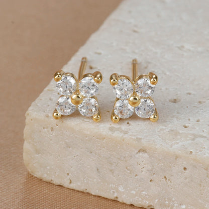 Stainless Steel Dainty Flower Stud Earring for Women Piercing Cartilage Ear Ring Colorful Zircon Women's Aesthetic Jewelry Gift