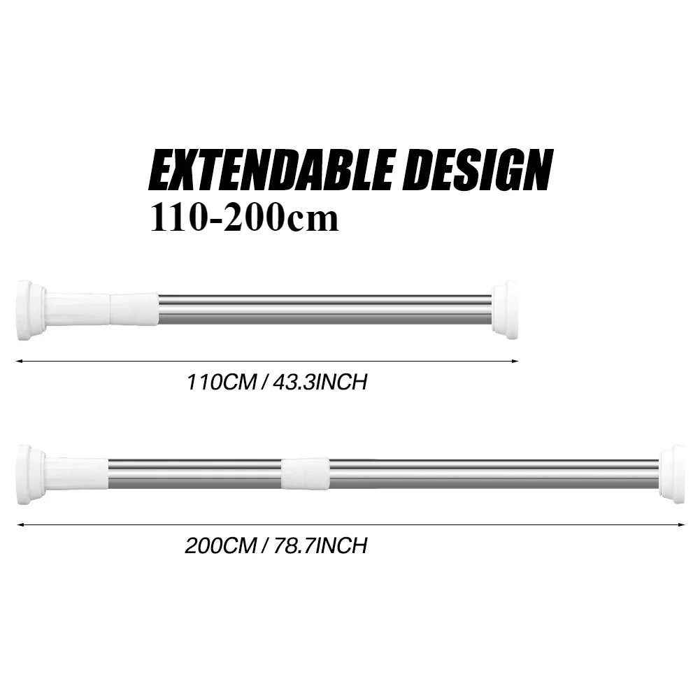 Adjustable Shower Curtain Pole Telescopic Curtain Pole Extendable Curtain Pole Shower Curtain Rod No Drill Curtain Rod