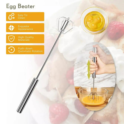 Egg Beater Semi Automatic Mixer Manual Self Turning Steel Easy Whisk Hand Blender Egg Cream Stirring Baking Cooking