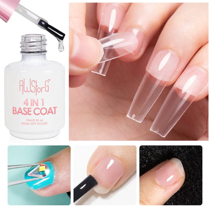 AWStorG 15ML Nail Tips Glue Gel For Falses Nail Tips Fast Extension 3 IN 1 Function Nails Art Transparent Gel Polish Soak Off UV