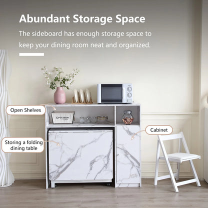 Buffet Cabinet with Storage, Sideboard for Storing Folding Table, Kitchen Storage Cabinet with Shelves, Modern Console Table