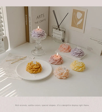 Peony Scented Candles, Handmade DIY Mini Floral Candles for Valentine's Day Gifts