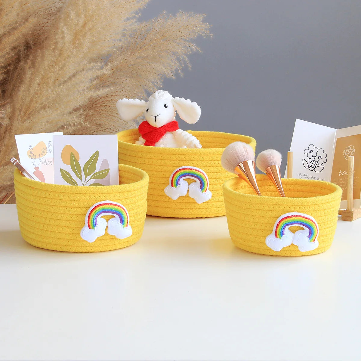 Hand Woven Cartoon Animals Storage Basket Kids Toys Desktop Organizer Sundries Storage Box Laundry Baskets storage box