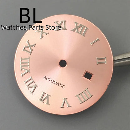BLIGER 24.5mm Watch Dial Hand Set Sunburst Gray Rose White Mother Pearl Dial Roman Diamond Index Fit NH05 Movement Women Watches
