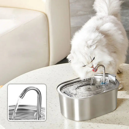 3.2L Smart Cat Water Fountain Stainless Steel Low Noise Pet Water Dispenser Large Capacity Automatic Pet Water Drinker Dog