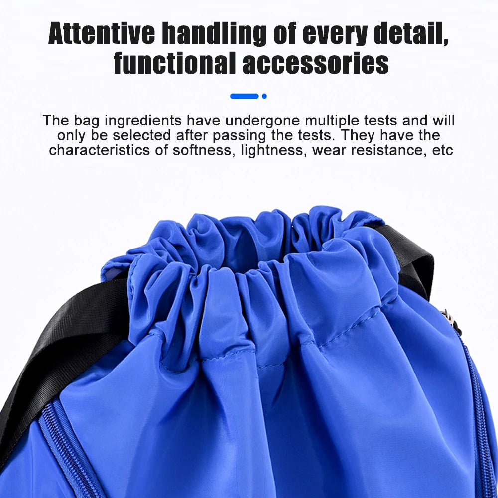 1PCS Sports Drawstring Backpack,Waterproof Drawstring Sports Bag Soccer Bag Swim Gym Bag for Men Women with Ball Shoes Compartme