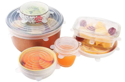 6/12Pcs/Lot Silicone Stretch Lids Universal Taper Pot Bowl Food Wrap Sealed Cover for Kitchen Cookware