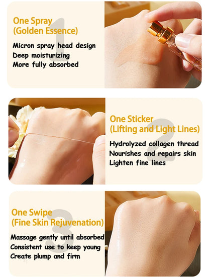 Korea 24k Care Serum Active Collagen Silk Care Lifting Firming Set Hyaluronan Silk Line Moisturizing Essence Firming Skin Care