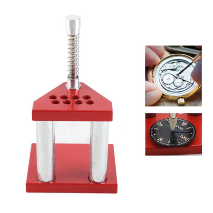 Red Watch Tool Hand Plunger Puller Remover Hand Set Fitter Solid Alloy Steel Watch Repair Tool kit With 10 Plastic Dies