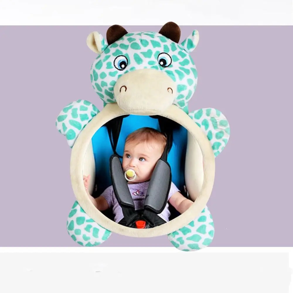 Cute Baby Rear Facing Mirrors Soft Cartoon Plush Toy Seat Headrest Rearview Mirror Easy Installation Interactive