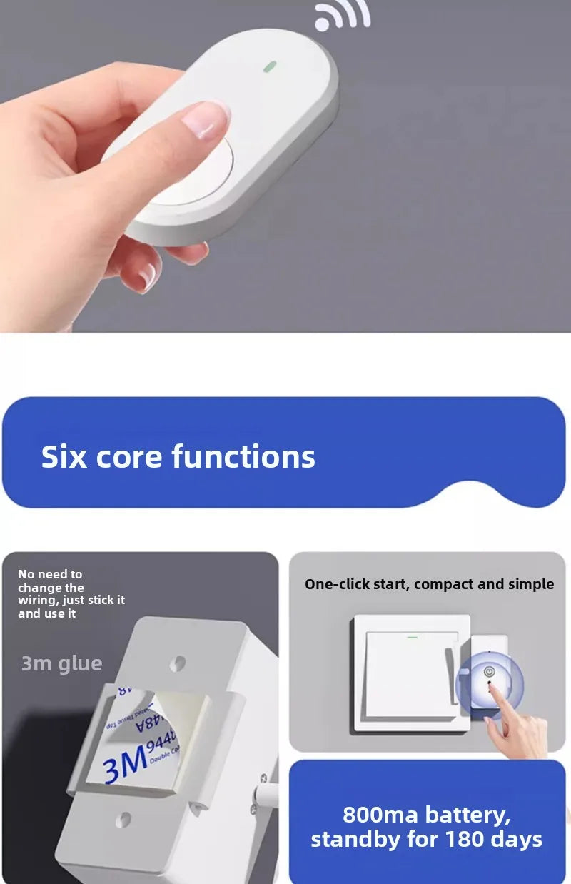 Smart Wireless Light Switch Remote Control for Bedroom/Lazy People, Auto On/Off, Smart Home Device