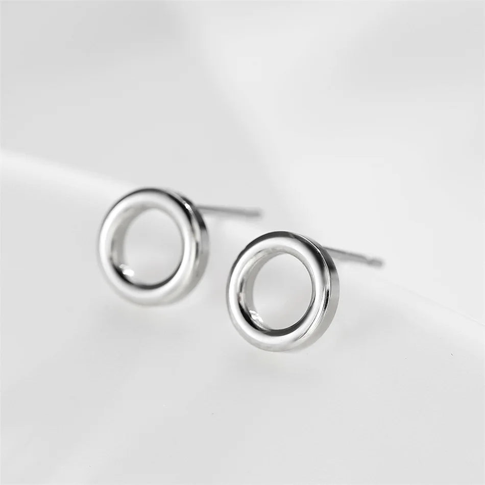 e-Manco Ladies Small Round Safety Pin Earrings Women Stainless Steel Earrings Trending Ear Ring Studs Jewelry
