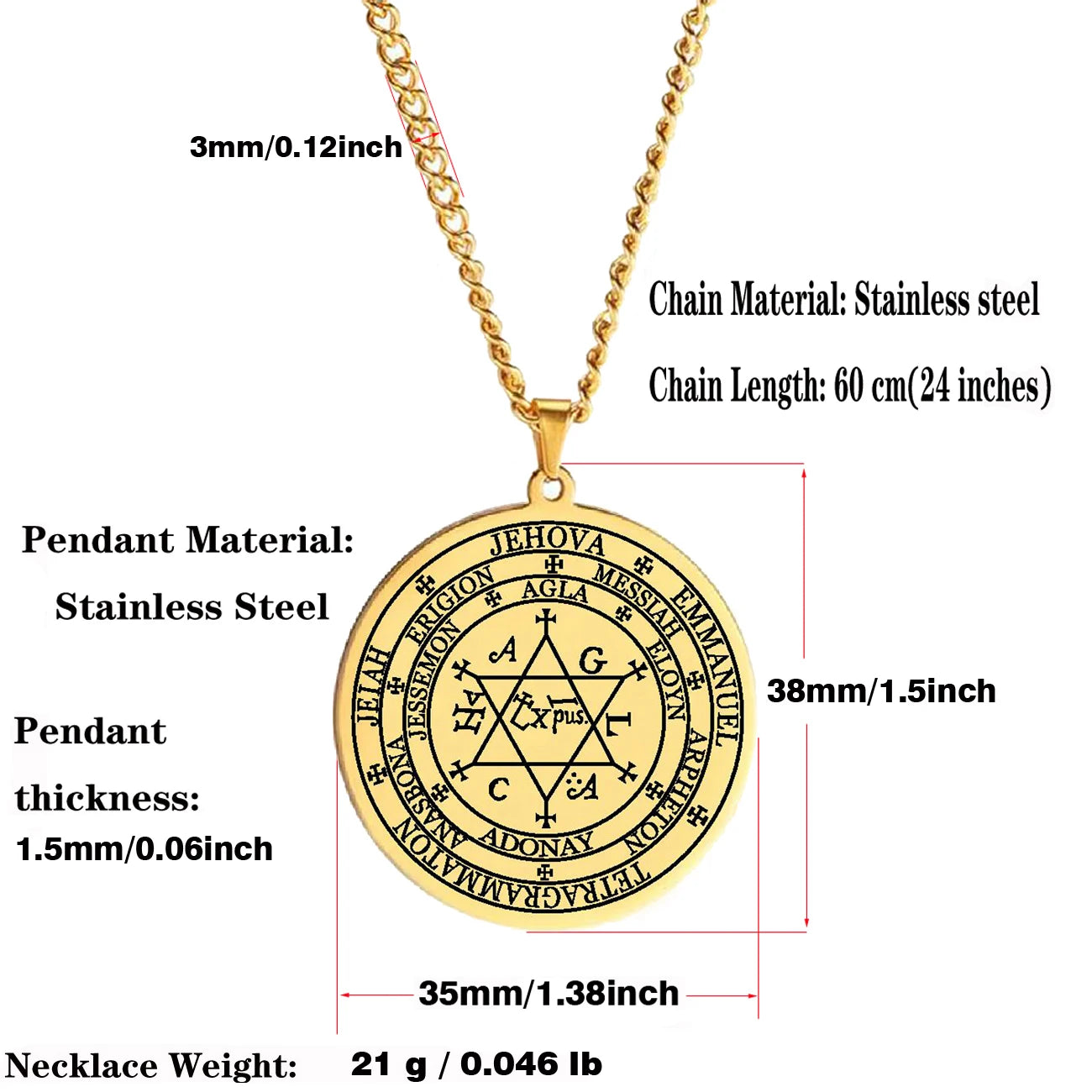 Grand Pentacle De Salomon The Grand Grimoire with The Great Clavicle of Solomon Amulet Talisman Stainless Steel Pendant Necklace