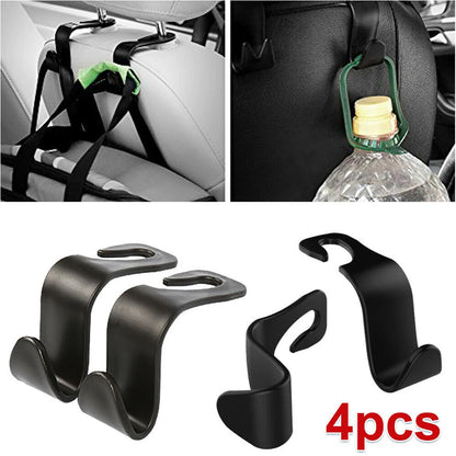 4PCS Universal Car Seat Back Hook Headrest Hanger Car Bag Pouch Clothes Hanging Hooks Duarable Fastener Clip Interior Accessorie