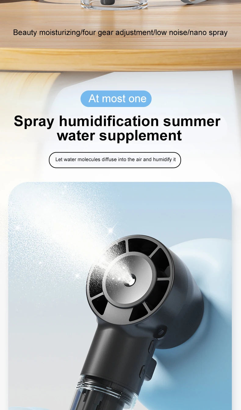 Mini Handheld Fan Portable Misting Fans Adjustable Handheld Fan for Commuters Water Humidifier Cooling Gadget