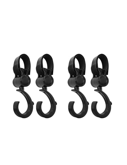 4pcs 360° Rotating Hooks for Stroller, Baby Carriage, Crib - Multi-Purpose Hanging Hooks