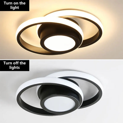 LED Ceiling Light 2 Rings Creative Design Modern Ceiling Lamp Indoor Lighting Fixtures Hallway Balcony Aisle Office Lustre