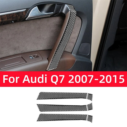 For Audi Q7 2007-2015 Car Accessories Carbon Fiber Interior Auto Door Armrest Decorative Sticker Cover Trim Frame Protection