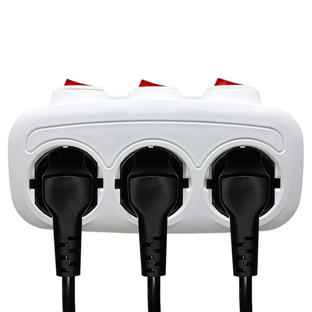 EU Electrical Sockets With ON/OFF Switch Euro Mounted 1 To 3 Way Germany Standard Extensions Adapter Power Plug Socket ﻿