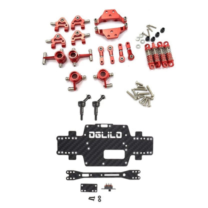 L81A 2025-2 Set For Wltoys 1:28 RC Car Spare Parts: 1 Set Shock Absorber & 1 Set Carbon Fiber Chassis Car Bottom Low Body Shell