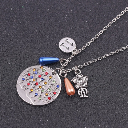 Film Television Peripherals 26 Alphabet Necklace Originality Circular Letters Dotted With Rhinestones Necklace