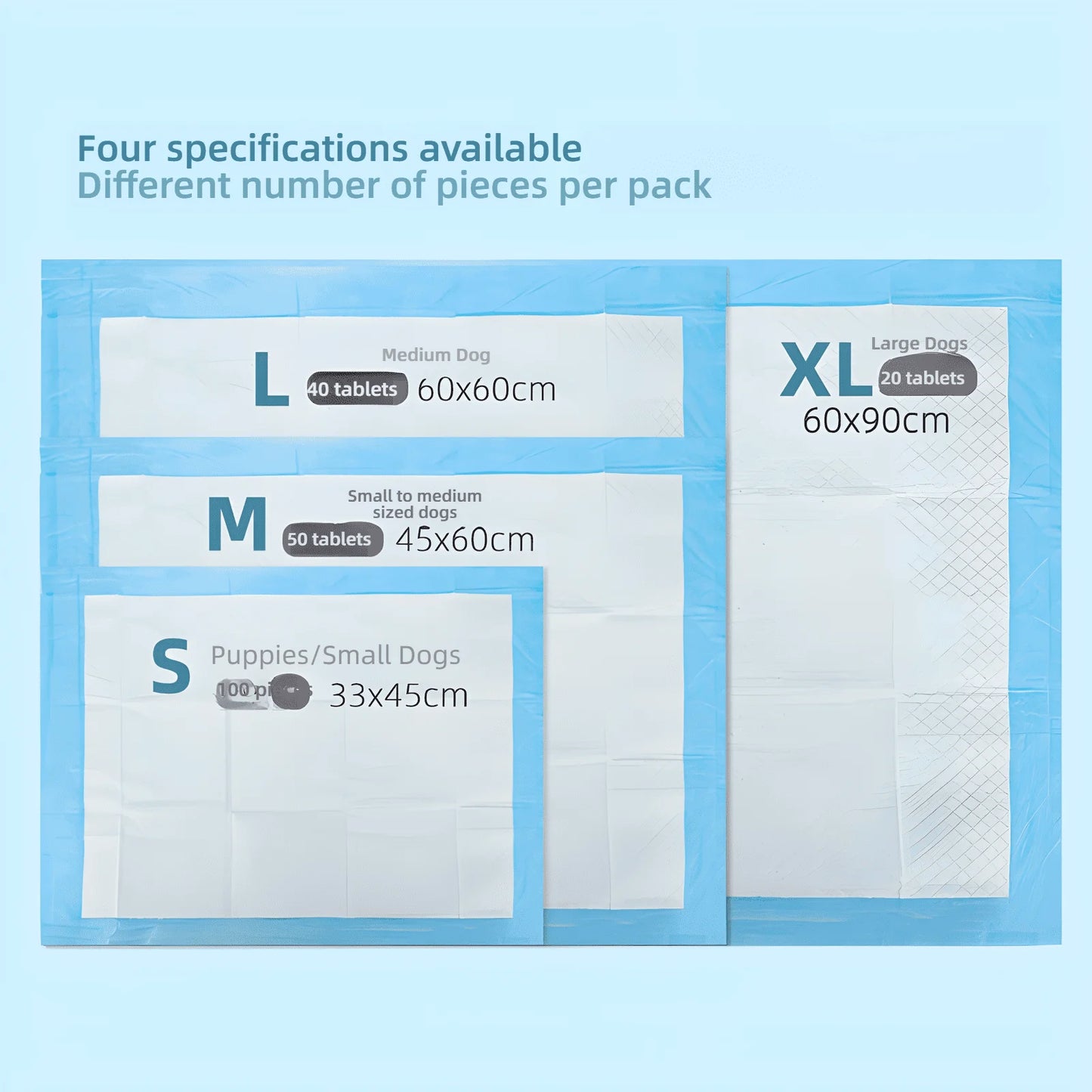 100/50/40/20PCS Pet Diaper Pads Absorbent Odor-Control Quick Dry Puppy Dog Training Pee Mats Pet Supplies Dog Toilet Disposable