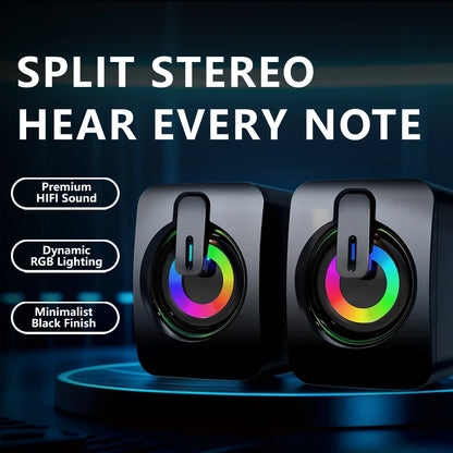 Computer Speakers Definition Sound Quality 3D Surround USB Wired with LED Light for Speakers Computer