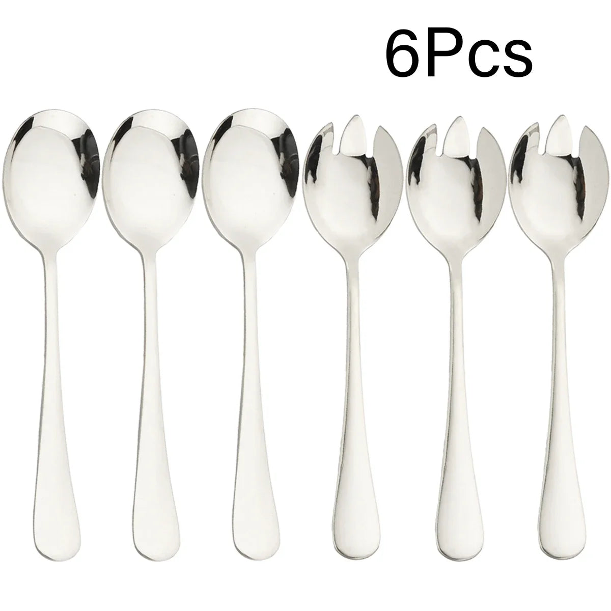 6 Pieces Salad Cutlery Set Stainless Steel Salad Spoon Fork Gold Salad Server European Style Kitchen Tool Accessories