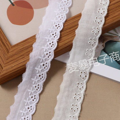 Beige White Floral Embroidery Cotton Lace Ribbon DIY Apparel Sewing & Fabric Handmade Crafts Material Lace Tape