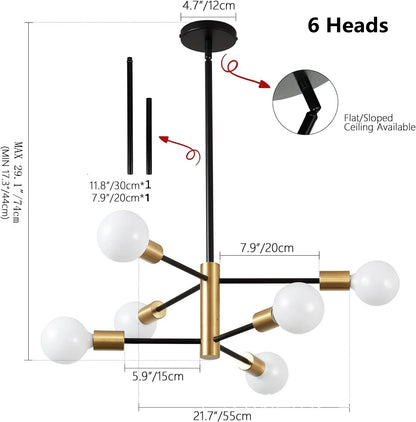 Decorative Living Room Chandelier Light 6/8/10/12 Lamps Heads Modern E27 Ceiling Chandelier Dining Room Bedroom Chandelier Lamp