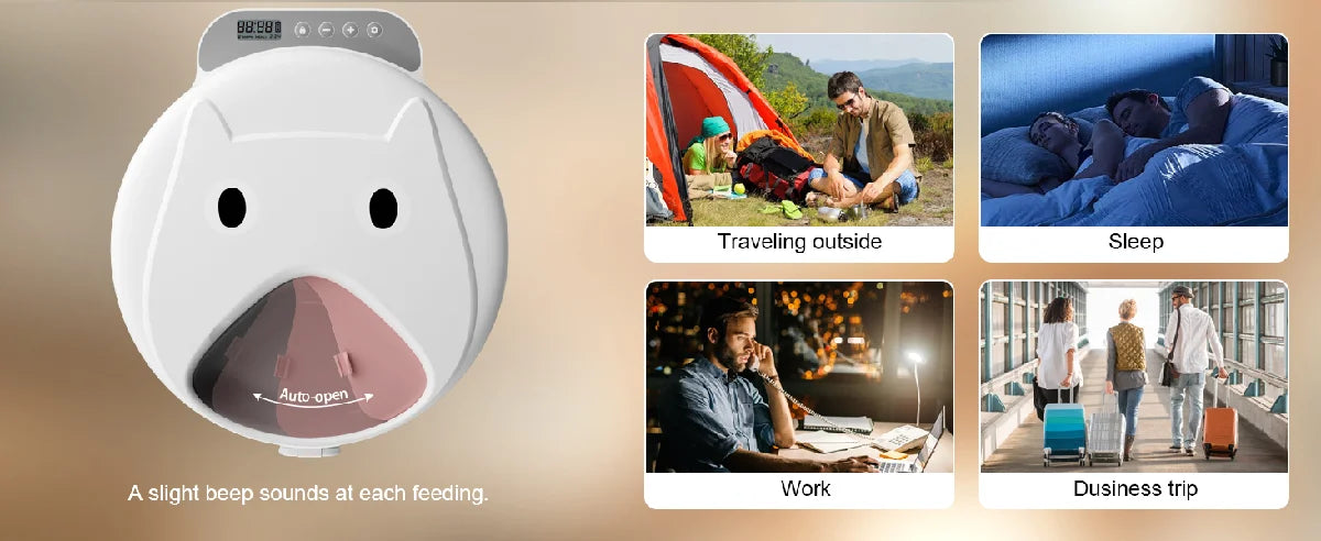 Automatic Pet Feeder Smart Cat Food Dispenser for Wet Food and Dry Food, Cat Automatic Feeder ，Ice box sold separately