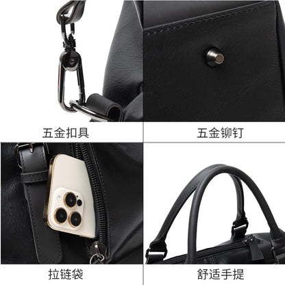 2025 New Men Travel Totes Crossbody Shoulder Bags Large Capacity Handbag Fashion Top-Handle Bag Waterproof PU Leather Laptop Bag