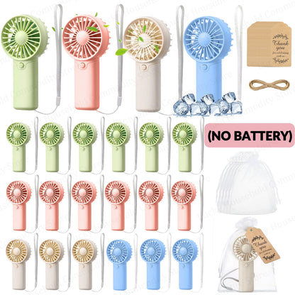 12-120PCS Portable Handheld Fan Bulk Wedding Fans for Guest Mini Handheld Fan Battery Powered Fans with Thank You Cards