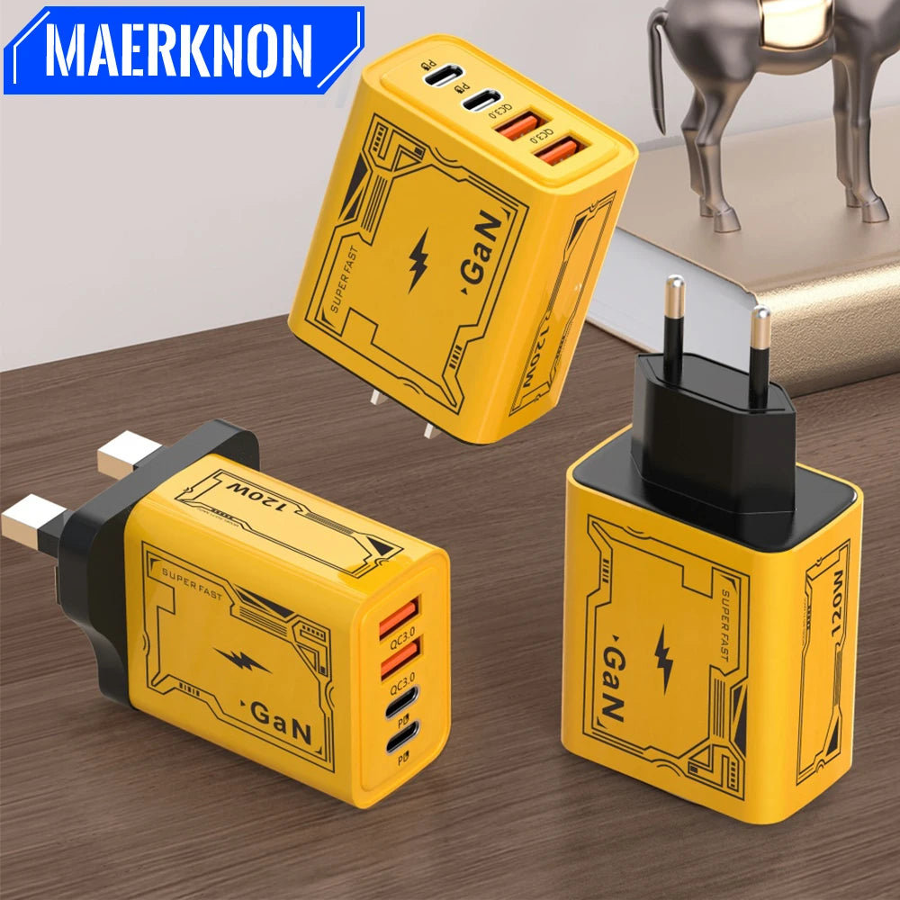 Total 120W GaN Charger For Xiaomi Fast Charging Type C QC3.0 Adapter iphone Samsung Huawei Xiaomi OPPO Realme Phone Charger