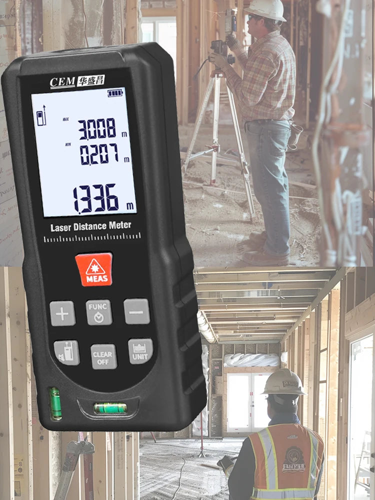 Laser Measuring Tool 328ft/100m, Red Light Laser Tape Measure with Angle Sensor, Pythagorean, Distance, Area, Volume Measuring