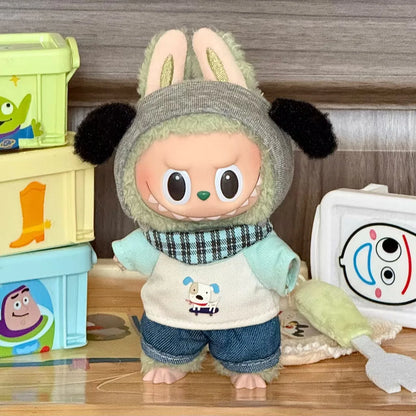 Labubu Clothes Cute Outfit Shirt Set Labubu Designer British Style Clothes Accessories Toy DIY Gifts for 15-17cm Doll