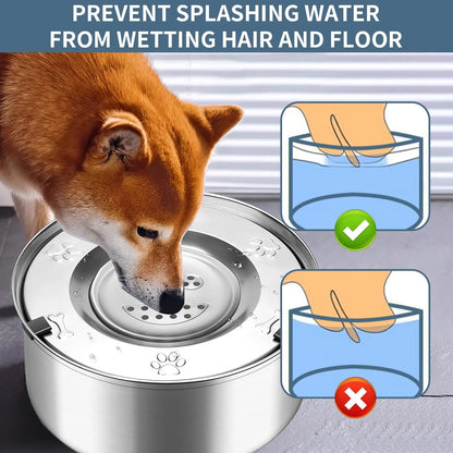Dog Water Bowl Non-Spill Stainless Steel Pet Bowl for Dogs Slow Drinking Splash Proof Water Dispenser Floating Bowl for Vehicle