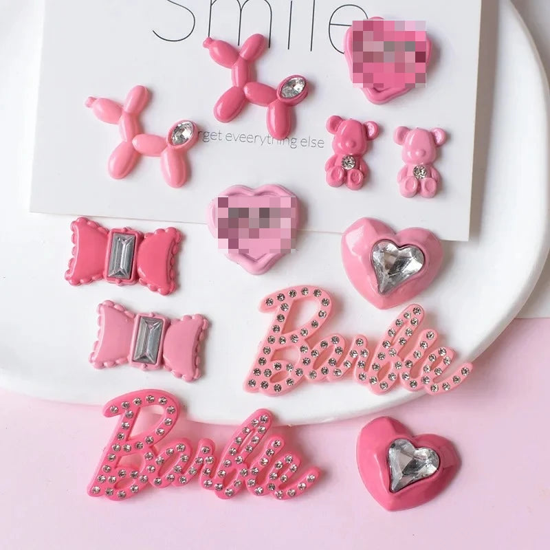 5pcs Cute Pink Series Cartoon Resin Flatback Cabochons for Diy Jewelry Making Handmade Crafts Materials