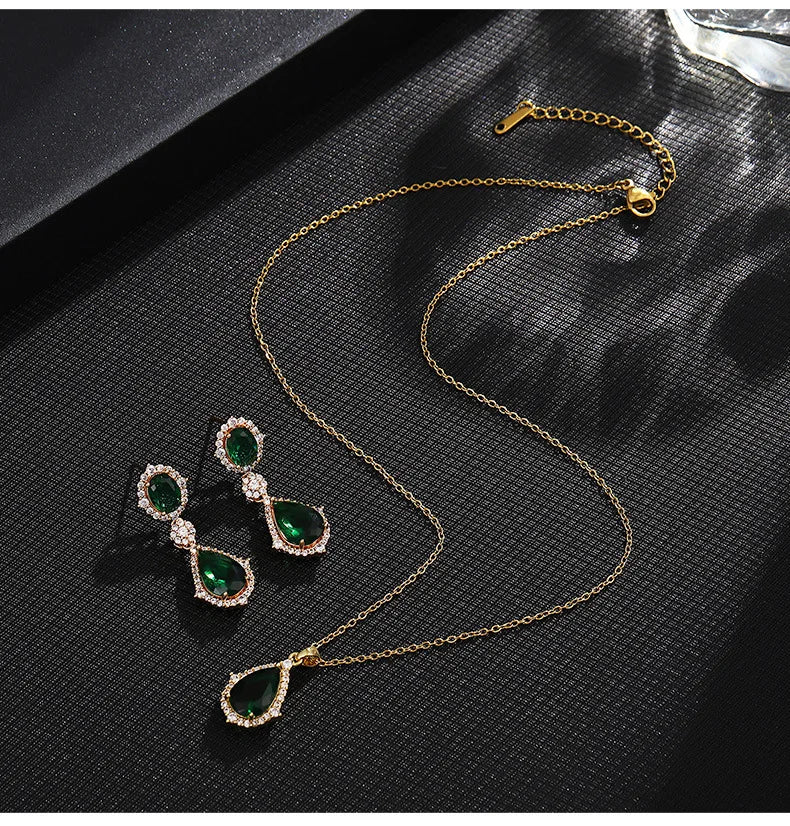 Fashion necklace accessories women's earring Jewelry sets bride's wedding zircon water drop girls earrings for women jewellery
