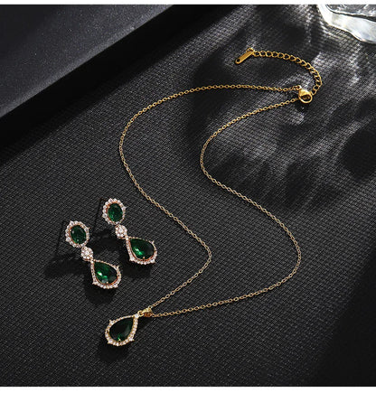 Fashion necklace accessories women's earring Jewelry sets bride's wedding zircon water drop girls earrings for women jewellery