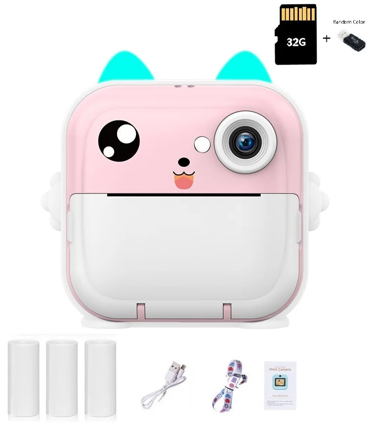 Children 1080P HD Digital Camera  Mini Thermal Printer Photography Instant Print Photo HD Digital Video Cameras Portable Toy