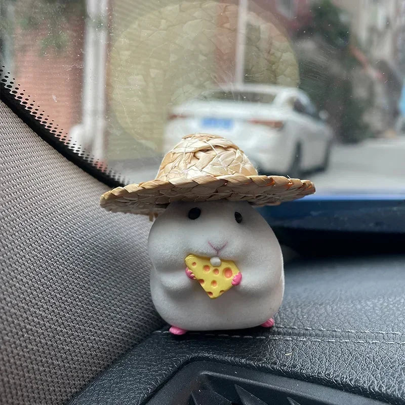 Home Decoration Cute Hatted Coin Hamster Luxury Home Decor For Car Interior Hanging Home Accessories Pendant desk decoration
