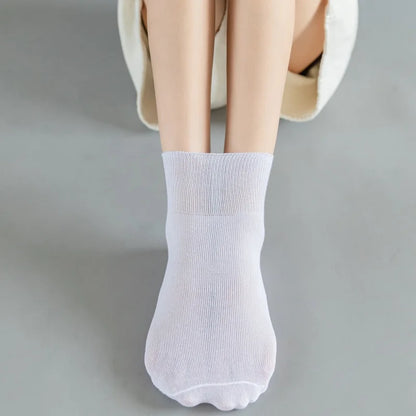 5 Pairs Diabetic Non Binding Socks for Women Pregnant Woman Elderly Long Socks Comfortable Breathable Black White Socks Women