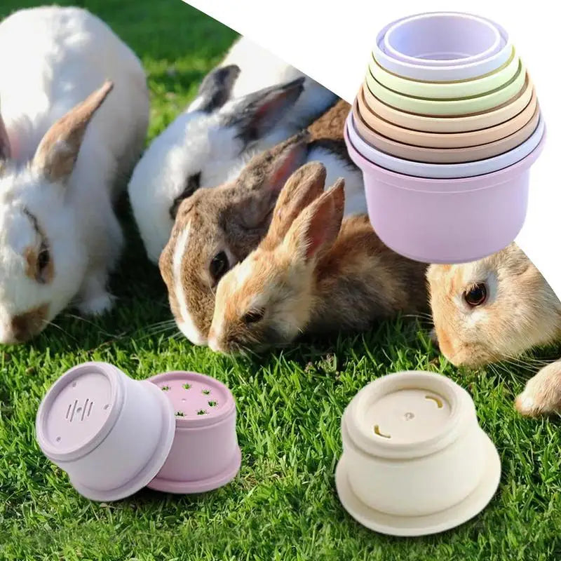 Bunny Stacking Cups 8Pcs  Stacking Cups Toy Multi Colored Reusable Snack Cups Playing Bunny Accessories for Bunny Hamster