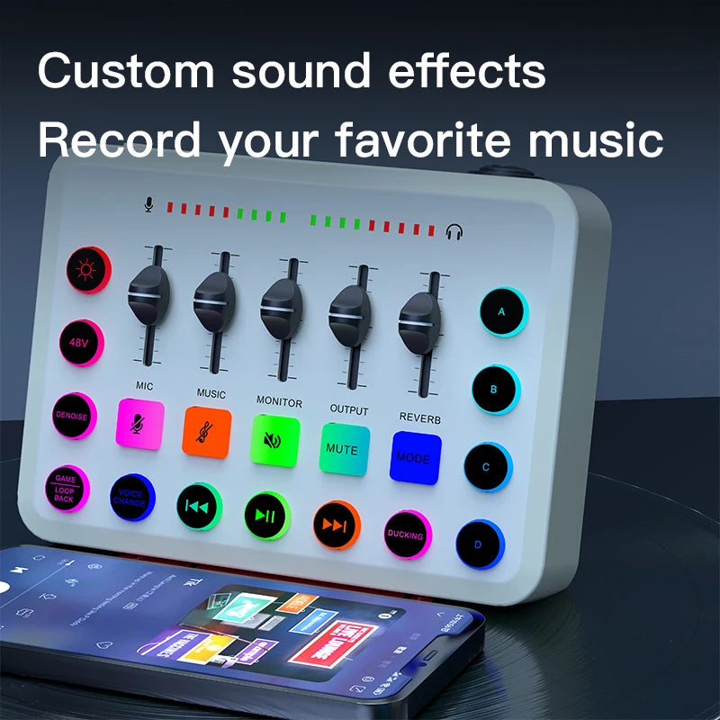 Likheung F11 Live Sound Card Streaming 5-Channel Mixer Sound Card Audio Mixer Professional Studio for Game Voice Podcast Live