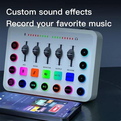 Likheung F11 Live Sound Card Streaming 5-Channel Mixer Sound Card Audio Mixer Professional Studio for Game Voice Podcast Live